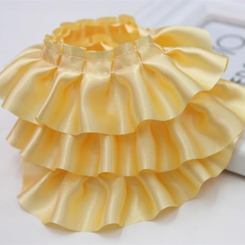 Yulakes 10 Yards Satin Ruffle Trim Spitzenband, plizierte Spitzenborte Chiffon Stoff Bänder für Nähen Herstellung Handwerk Kleid Vorhang Hochzeit Kostüm Kissenbezug Versorgung 4cm (Gold) von Yulakes