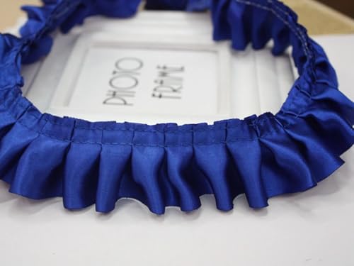 Yulakes 10 Yards Satin Ruffle Trim Spitzenband, plizierte Spitzenborte Chiffon Stoff Bänder für Nähen Herstellung Handwerk Kleid Vorhang Hochzeit Kostüm Kissenbezug Versorgung 4cm (Königsblau) von Yulakes