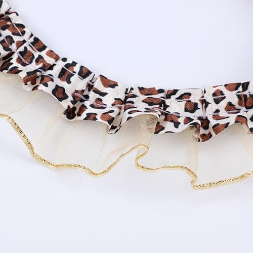Yulakes 10 Yards Satin Ruffle Trim Spitzenband, plizierte Spitzenborte Chiffon Stoff Bänder für Nähen Herstellung Handwerk Kleid Vorhang Hochzeit Kostüm Kissenbezug Versorgung 4cm (Leopard) von Yulakes