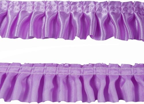 Yulakes 10 Yards Satin Ruffle Trim Spitzenband, plizierte Spitzenborte Chiffon Stoff Bänder für Nähen Herstellung Handwerk Kleid Vorhang Hochzeit Kostüm Kissenbezug Versorgung 4cm (PURPLE) von Yulakes