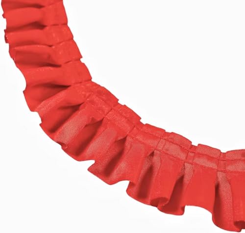 Yulakes 10 Yards Satin Ruffle Trim Spitzenband, plizierte Spitzenborte Chiffon Stoff Bänder für Nähen Herstellung Handwerk Kleid Vorhang Hochzeit Kostüm Kissenbezug Versorgung 4cm (rot) von Yulakes