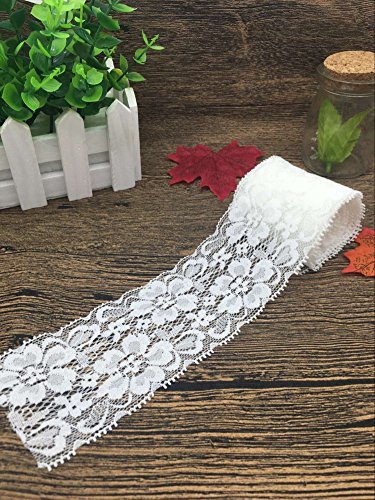 Yulakes 10 Yards Weiß Spitzenborte Spitzenband Zierband Stretch Spitze Blume Borte Hochzeit lace trim Deko band,Handwerk, Schleifband 6cm Breite-S1092 von Yulakes