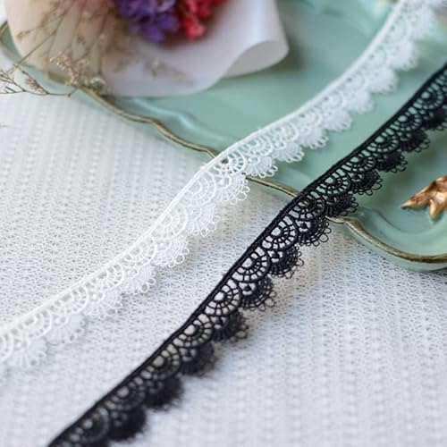 Yulakes 10 Yards bestickte Spitze Stoff Spitze Applique Trim Spitzenband Spitzenborte Spitzenbordüre DIY Bekleidung Nähen Kleidungsstück Heimtextil Dekor 1.8cm (Weiß) von Yulakes