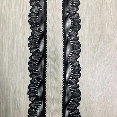 Yulakes 10 Yards wellen spitze elastische spitze Spitzenborte Spitzenband Spitzenbordüre unterwäsche kleidungszubehör DIY stickerei wasserlösliche nylon seidenspitze 3.5 cm (Schwarz) von Yulakes