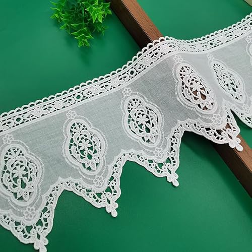 Yulakes 2 Yard 16.5cm Weiß Baumwolle spitzenband Vintage Häkelband Spitze Borte Häkelspitze Häkel-Borte Spitzenband für Nähen Handwerk Hochzeit Deko Scrapbooking Geschenkbox von Yulakes