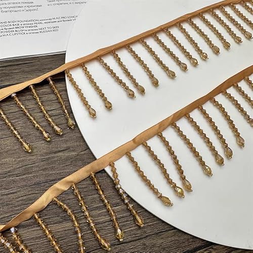 Yulakes 2 Yard Strass Spitze Band Quaste Strass Fransen Quaste Kristall Perlen Fransen Trim Nähen Perlen Fransen Fransen für Vorhang Lampenschirme und DIY Kleidung Hochzeit Dekoration 5.5 (Champagner) Yulakes 2 Yard Strass Spitze Band Quaste Strass Fransen Quaste Kristall Perlen Fransen Trim Nähen Perlen Fransen Fransen für Vorhang Lampenschirme und DIY Kleidung Hochzeit Dekoration 5.5 (Champagner) von Yulakes
