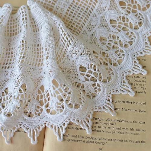 Yulakes 2 Yards Baumwolle Stickerei Spitze spitzenband Vintage Häkelband Spitze Borte Häkelspitze Häkel-Borte Spitzenbordüre Spitzenborte für DIY Kleidung Zubehör Vorhänge ﻿ (Weiß) von Yulakes