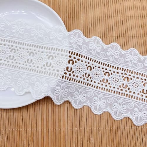 Yulakes 2 Yards Doppelseitige Baumwolle Stickerei Blume Spitze Trim spitzenband Spitzenbordüre Spitze Borte DIY Kleidung Kleid, Home Textil Zubehör 10cm （beige) von Yulakes