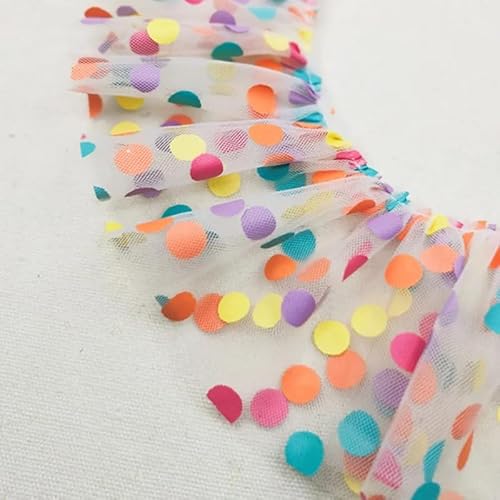 Yulakes 2 Yards bunte Punkte Spitzenband, Pleated Tüll Lace Fabric Rüschen Plissee Spitzenborte, bunte Punkte Spitzenstoff DIY Kinderkleidung Rock Spielzeug Puppe Katze Hund Schal Yulakes 2 Yards bunte Punkte Spitzenband, Pleated Tüll Lace Fabric Rüschen Plissee Spitzenborte, bunte Punkte Spitzenstoff DIY Kinderkleidung Rock Spielzeug Puppe Katze Hund Schal von Yulakes