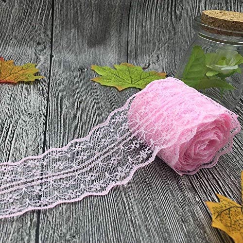 Yulakes 20 Meters Vintage Spitzenbordüre 4.5cm Breite, Spitzenbordüre Spitzenborte Spitzenband ，Dekorband, Handwerk, Schleifband (rosa) von Yulakes