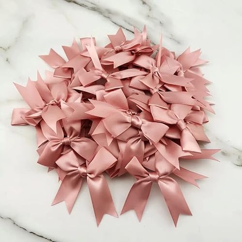 Yulakes 200 Stücke Mini Satin Schleifen Satinschleifen Deko Schleifen Bowknot Klein Satin Band Schleife für Hochzeit Deko Karten DIY Basteln Haar Bogen Hut Handwerk (fresh pink) von Yulakes