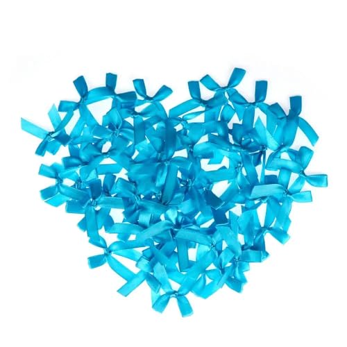 Yulakes 200pcs Mini Satin Schleifen Satinschleifen Deko Schleifen Bowknot Klein Satin Band Schleife für Hochzeit Deko Karten DIY Basteln Haar Bogen Hut Handwerk 45 * 35mm (Blau) von Yulakes