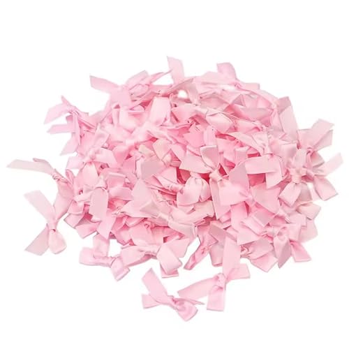 Yulakes 200pcs Mini Satin Schleifen Satinschleifen Deko Schleifen Bowknot Klein Satin Band Schleife für Hochzeit Deko Karten DIY Basteln Haar Bogen Hut Handwerk 45 * 35mm (Rosa) von Yulakes