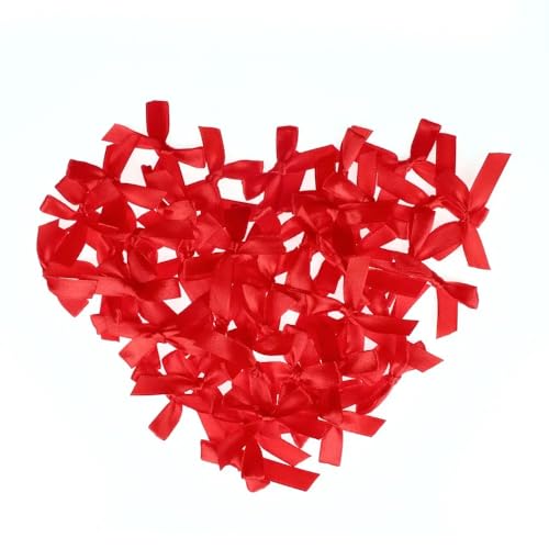 Yulakes 200pcs Mini Satin Schleifen Satinschleifen Deko Schleifen Bowknot Klein Satin Band Schleife für Hochzeit Deko Karten DIY Basteln Haar Bogen Hut Handwerk 45 * 35mm (Rot) von Yulakes