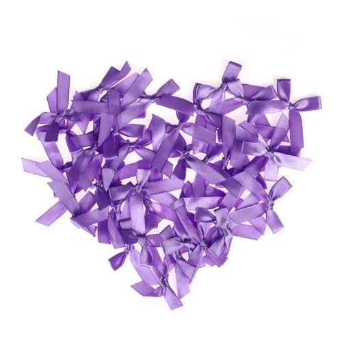Yulakes 200pcs Mini Satin Schleifen Satinschleifen Deko Schleifen Bowknot Klein Satin Band Schleife für Hochzeit Deko Karten DIY Basteln Haar Bogen Hut Handwerk 45 * 35mm (Violett) von Yulakes