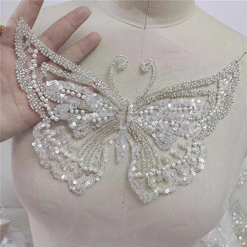 Yulakes 2PCS Schmetterling Strass Aufbügeln Applikation, Bling Strass Schmetterling Aufkleber Transfer Patch Kleidung Reparatur Applique für T-Shirt Kleidung Hochzeitskleid von Yulakes
