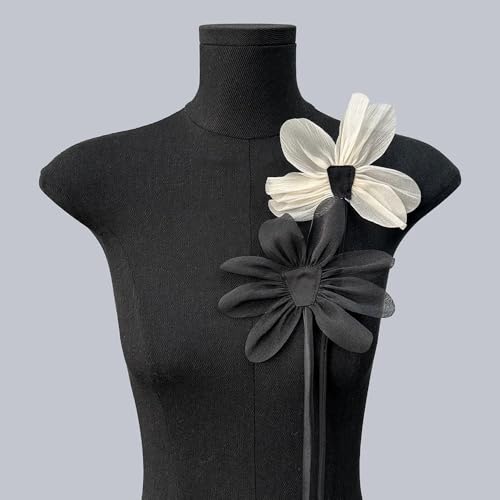 Yulakes 2pcs 3D Blumen Kleidung Patch Applikation Zubehör Dekoration Reparatur Applique,Spitzenapplikation Blumenstickerei Patch (Beige+Schwarz) von Yulakes