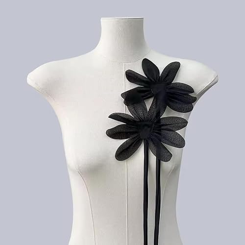 Yulakes 2pcs 3D Blumen Kleidung Patch Applikation Zubehör Dekoration Reparatur Applique,Spitzenapplikation Blumenstickerei Patch (schwarz) von Yulakes