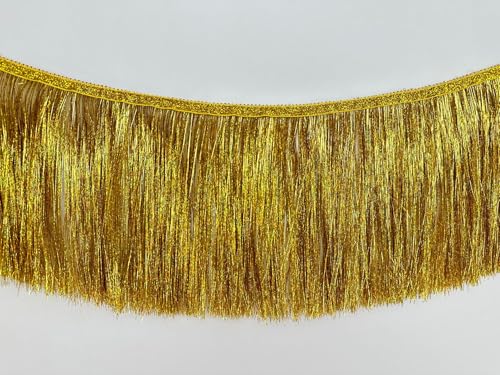 Yulakes 4 Meter Pailletten Tassel Trim Fringe Trim Tinsel funkelnde Quaste Band Fransenborte Girlande für Kostüme, Kleider, Photo Booth Hintergrund, Party Dekor 20cm Breite (Gelb) von Yulakes
