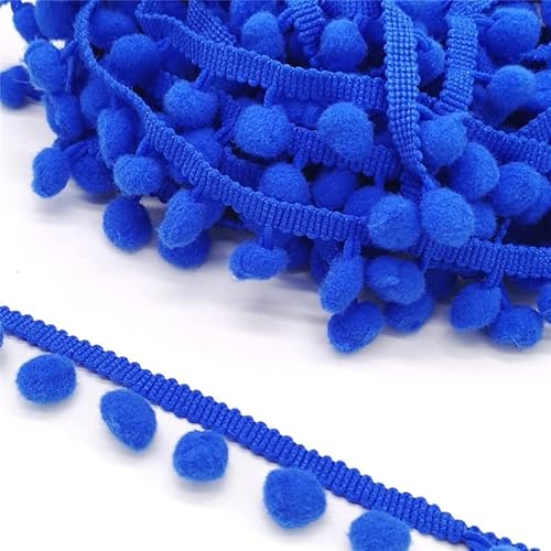 Yulakes 5 Yards 45mm Pompon Borte/Bommelband/Bommel Fringe/Pom Poms Bälle Fransenbesatz Pom Poms Quaste Spitze Bommelborte für DIY Handwerk Dekorieren (Blau) von Yulakes