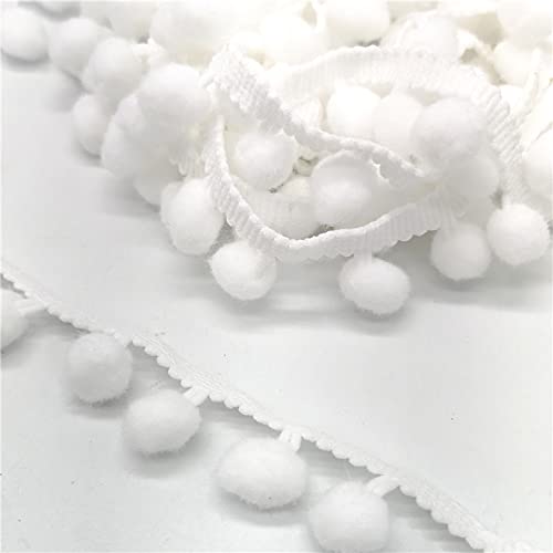 Yulakes 5 Yards 25mm Pompon Borte/Bommelband/Bommel Fringe/Pom Poms Bälle Fransenbesatz Pom Poms Quaste Spitze Bommelborte für DIY Handwerk Dekorieren (Weiss) von Yulakes