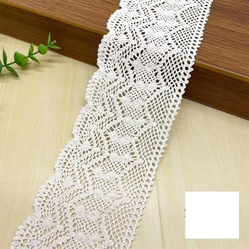 Yulakes 5 Yards 8.5cm Baumwolle spitzenband Vintage Häkelband Spitze Borte Häkelspitze Häkel-Borte Spitzenband für Nähen Handwerk Hochzeit Deko Scrapbooking Geschenkbox (beige) von Yulakes
