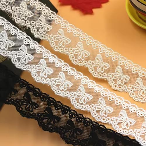 Yulakes 5 Yards Baumwolle gestickt Spitzenband Guipure Spitze Trim Stoff Blume Borte Spitzenbordüre DIY Kleidung Zubehör 3.5cm Breite (Beige) von Yulakes