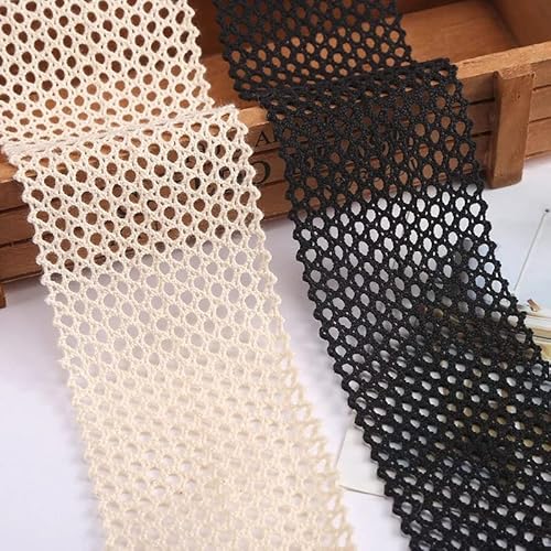 Yulakes 5 Yards Baumwollfaden Einfarbige Mesh Hohle spitzenband Spitzenborte Spitze Gewebter Spitze DIY Dekorative Unterwäsche Spitze 6cm breit (schwarz) von Yulakes