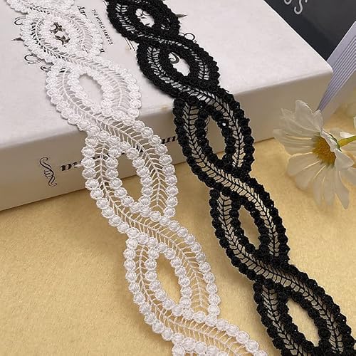 Yulakes 5 Yards MilchSeide doppelseitig Stickerei Spitze spitzenband Vintage Spitze Borte Häkelspitze Spitzenbordüre Spitzenborte für DIY Kleidung Zubehör Vorhänge 4cm ﻿ (schwarz) von Yulakes