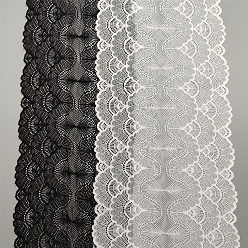 Yulakes 5 Yards Stretch Spitzenbordüre Spitzenborte Spitzenband Elastischer Spitzenstoff Spitze Blume Borte Hochzeit lace Trim DIY Crafts Nähzubehör Dekoration 18 cm breit (Schwarz) von Yulakes