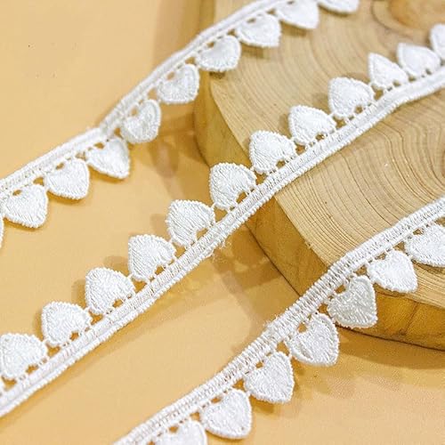 Yulakes 5 Yards Weiße Stickerei Spitzenband Herz wasserlösliche Spitze Trim Spitzenborte Nähstoff DIY Kleidung Kleidung Zubehör 1cm von Yulakes