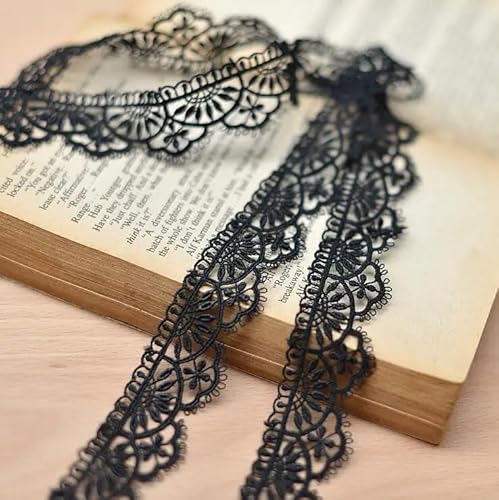 Yulakes 5 Yards ﻿wasserlösliche spitzenband Vintage Häkelband Spitze Borte Häkelspitze Häkel-Borte Spitzenband für Nähen Handwerk Hochzeit Deko Scrapbooking Geschenkbox 2.5cm (schwarz) von Yulakes