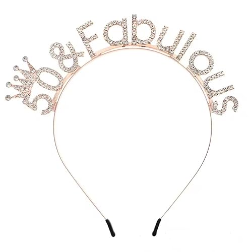 Yulakes 50. Geburtstag Krone Glitzerndes, 50 Geburtstag Stirnbänder Tiara Happy Birthday Tiara Strass Haarband Fabelhaftes Stirnbandund Frauen Party Accessoires von Yulakes
