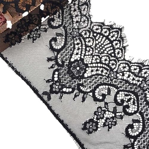 Yulakes 6 Meters Schwarz weißer Wimpern Spitzenband mit Blumenmuster, Spitzenbordüre Spitzenborte zum Nähen und Dekorieren,Blumendesign und Kunsthandwerk 19cm (Schwarz) von Yulakes