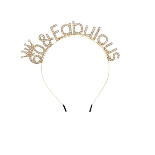 Yulakes 60. Geburtstag Krone Glitzerndes, 60 Geburtstag Stirnbänder Tiara Happy Birthday Tiara Strass Haarband Fabelhaftes Stirnbandund Frauen Party Accessoires von Yulakes