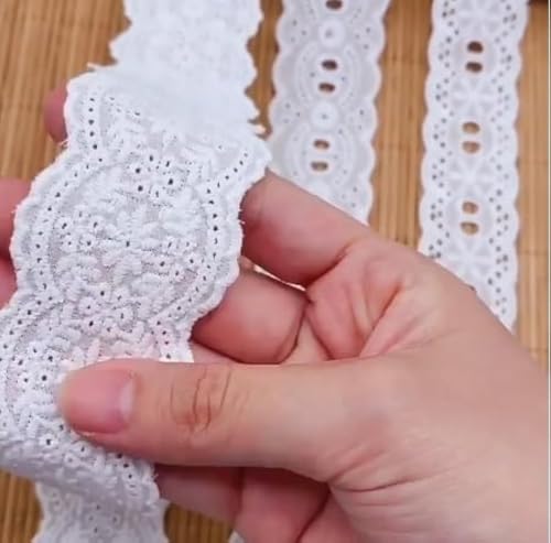 Yulakes 7Yards Baumwolle Spitze Trim Weiße Auge Spitze Band spitzenband Bowknot Stickerei Scalloped Spitzenband für Nähhandwerk, Kleid, Puppen/Haustiere Kleidung (Weiß A) von Yulakes