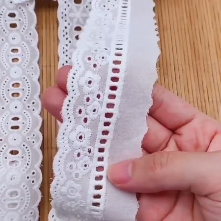 Yulakes 7Yards Baumwolle Spitze Trim Weiße Auge Spitze Band spitzenband Bowknot Stickerei Scalloped Spitzenband für Nähhandwerk, Kleid, Puppen/Haustiere Kleidung (Weiß D) von Yulakes