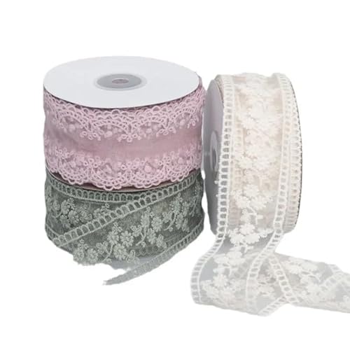 ﻿ Yulakes 9m Spitzenbordüre Beige Vintage Spitzenband Borte Zartes Baumwoll-Stickband Dekoband Zierband Spitzenstoff für Nähen Handwerk Hochzeit Deko (Beige) von Yulakes