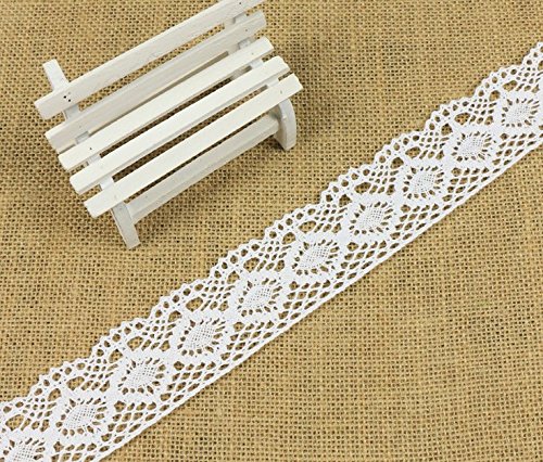 yulakes 10 Yards Baumwolle Spitzenband, 4.3 cm Blumenmuster im Vintage-Stil Edge Trimming für Craft, Kleidung Zubehör und Hochzeit Bridal Dekoration - y04005 weiß von Yulakes