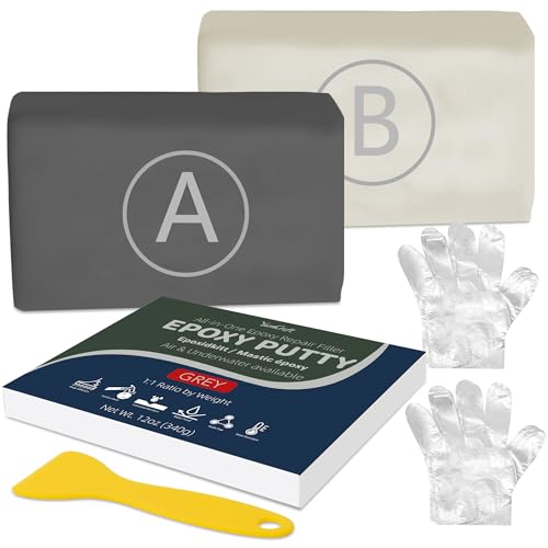 Epoxidharz Knete 340g, 2 Komponenten Knetmasse Löcher für Reparieren Lecks, Rissen, Füllen, Modellieren - Epoxy Knete Metallkleber Knetmasse für Metall, Keramik, Fliesen, Kunststoff, Holz(Grau) von YumCraft