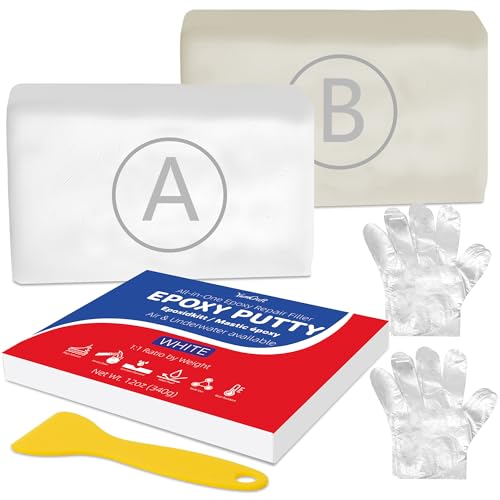 Epoxidharz Knete 340g, 2 Komponenten Knetmasse Löcher für Reparieren Lecks, Rissen, Füllen, Modellieren - Epoxy Knete Metallkleber Knetmasse für Metall, Keramik, Fliesen, Kunststoff, Holz(Weiß) von YumCraft