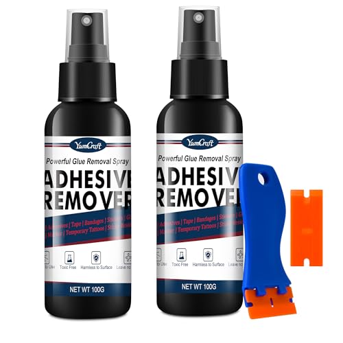 Klebstoffentferner Spray 200ml, Aufkleberentferner Extra Stark Mit Spachtel, Etikettenentferner Entfernt Schnell Hartnäckige Klebereste, Kleber Entferner für Etiketten, Klebeband, Aufkleber, Teer von YumCraft