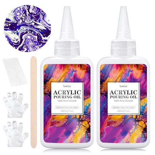 Silikonöl für Pouring, 200ml Silikonöl für Acrylfarben | Pouring Medium, 100% Reine Silikon Öl Acryl Pouring Zubehör füR Alle Malereien Acryl & Diy Art Painting & Zellkreation von YumCraft