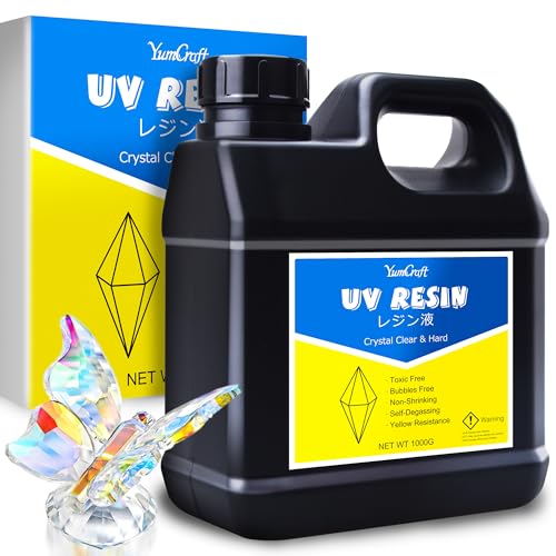 UV Harz - 1000g Klar UV Harz Schnellhärtende UV Kleber für Schmuckherstellung, Harzformen, Basteln - Geruchsarmerz Blasenfreies Harte UV Epoxidharz für DIY Schmuck, Gießen, Anhänger, Malen UV Harz - 1000g Klar UV Harz Schnellhärtende UV Kleber für Schmuckherstellung, Harzformen, Basteln - Geruchsarmerz Blasenfreies Harte UV Epoxidharz für DIY Schmuck, Gießen, Anhänger, Malen von YumCraft