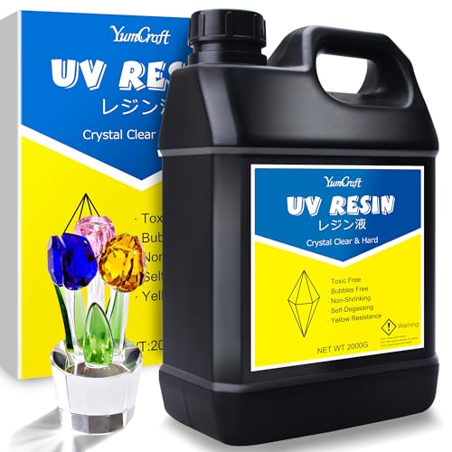 YumCraft UV Harz - 2000g Klar UV Harz Schnellhärtende UV Kleber für Schmuckherstellung, Harzformen, Basteln - Geruchsarmerz Blasenfreies Harte UV Epoxidharz für DIY Schmuck, Gießen, Anhänger, Malen YumCraft UV Harz - 2000g Klar UV Harz Schnellhärtende UV Kleber für Schmuckherstellung, Harzformen, Basteln - Geruchsarmerz Blasenfreies Harte UV Epoxidharz für DIY Schmuck, Gießen, Anhänger, Malen von YumCraft