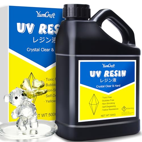 UV Harz - 500g Klar UV Harz Schnellhärtende UV Kleber für Schmuckherstellung, Harzformen, Basteln - Geruchsarmerz Blasenfreies Harte UV Epoxidharz für DIY Schmuck, Gießen, Anhänger, Malen UV Harz - 500g Klar UV Harz Schnellhärtende UV Kleber für Schmuckherstellung, Harzformen, Basteln - Geruchsarmerz Blasenfreies Harte UV Epoxidharz für DIY Schmuck, Gießen, Anhänger, Malen von YumCraft