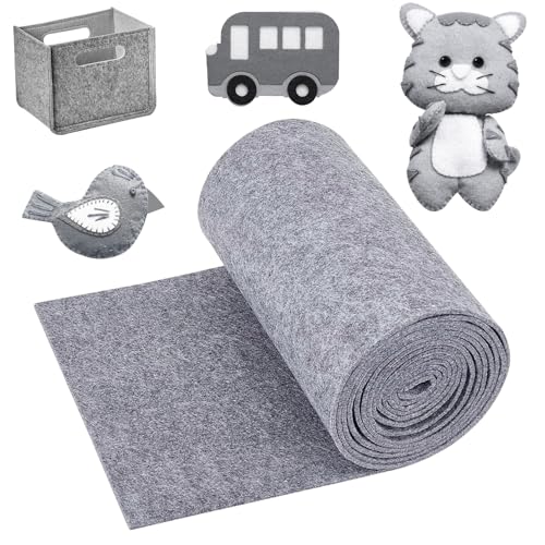 Filzrolle Filzstoff, 30cm x 300cm x 3mm Polyester Filzunterlage, Bastelfilz für DIY Aufbewahrungstasche Patchwork Nähen Basteln Handwerken, Filzmatte zum Zuschneiden Dekoration (Grau) von YumSur