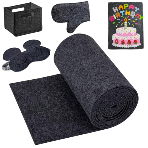 Filzrolle Filzstoff, 30cm x 300cm x 3mm Polyester Filzunterlage, Bastelfilz für DIY Aufbewahrungstasche Patchwork Nähen Basteln Handwerken, Filzmatte zum Zuschneiden Dekoration (Schwarz) von YumSur