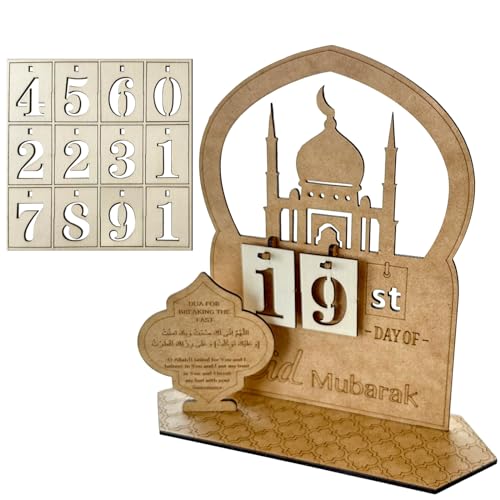 Ramadan Kalender, Eid Mubarak Dekoration DIY Ramadan aus Holz Countdown-kalender Ornament Gebet Ramadan Mubarak Deko Wohnzimmer Ramadan Geschenke für Kinder (Style001) von YumSur