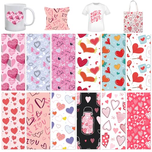 Transfer-Tintenblätter zum Valentinstag, Transferpapier für Tassenpresse, 12 Stück, 11,4 x 30,5 cm, Schneeflocke, Weihnachtsmann, vorgefärbtes Sublimationspapier für T-Shirts, Tassen, Untersetzer, Transfer-Tintenblätter zum Valentinstag, Transferpapier für Tassenpresse, 12 Stück, 11,4 x 30,5 cm, Schneeflocke, Weihnachtsmann, vorgefärbtes Sublimationspapier für T-Shirts, Tassen, Untersetzer, von YumSur